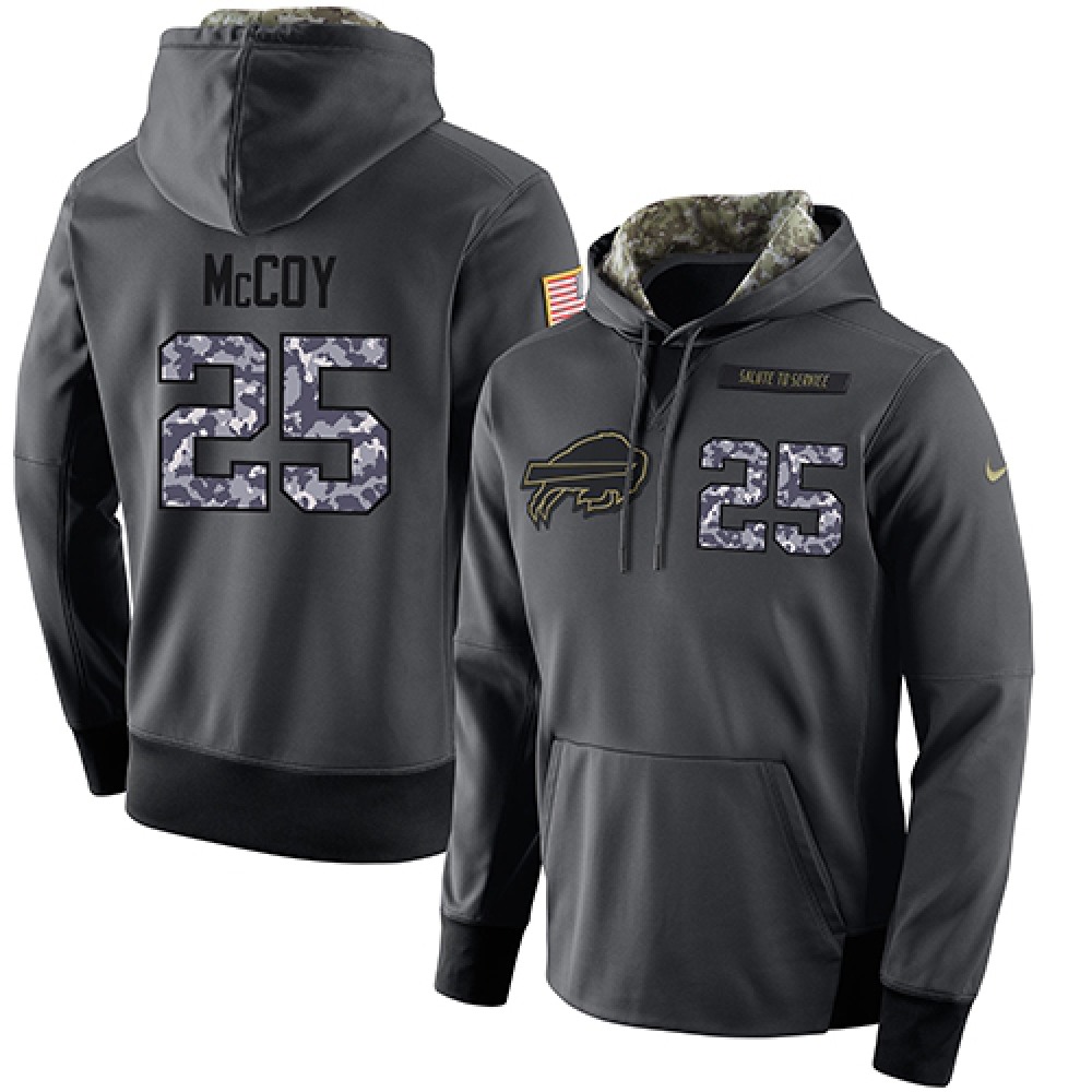 NFL Men's Buffalo Bills #25 LeSean McCoy Stitched Black Anthracite Salute to Service Player Performance Hoodie 1