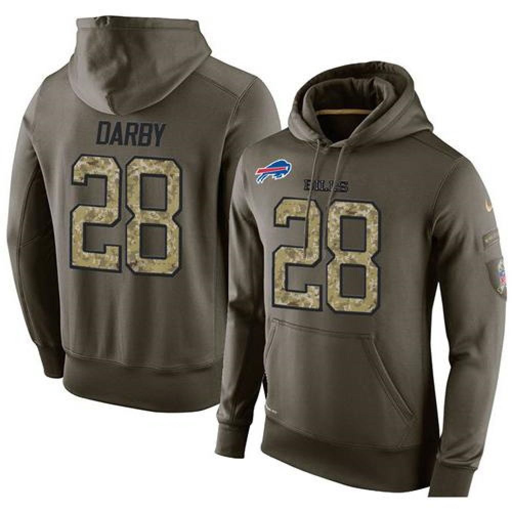 NFL Men's Buffalo Bills #28 Ronald Darby Stitched Green Olive Salute To Service KO Performance Hoodie 1