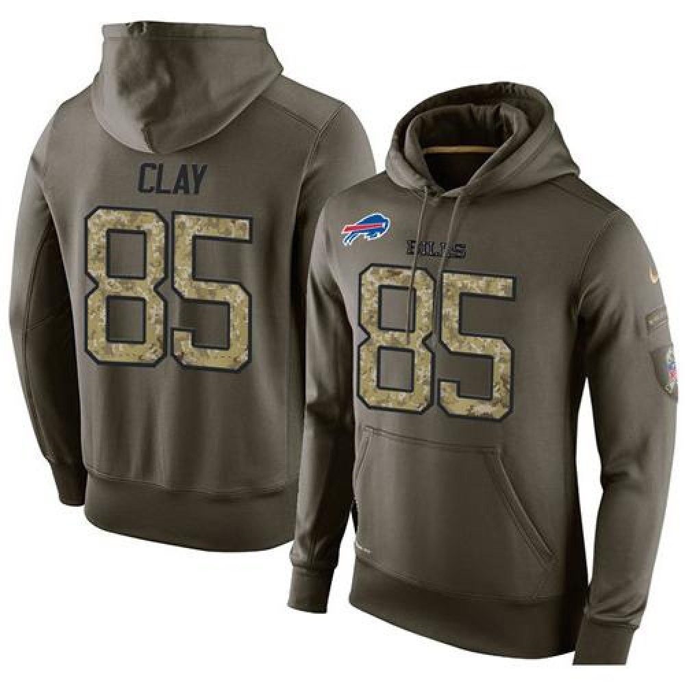 NFL Men's Buffalo Bills #85 Charles Clay Stitched Green Olive Salute To Service KO Performance Hoodie 1
