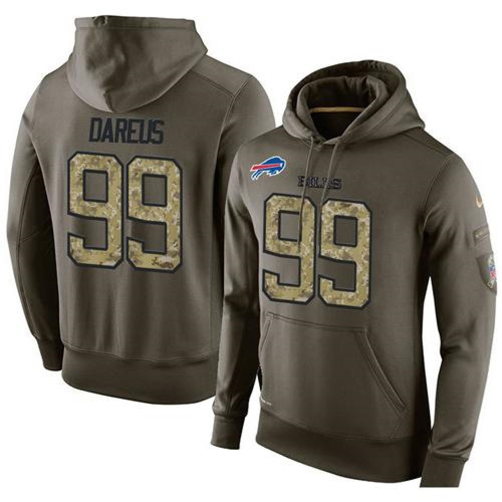 NFL Men's Buffalo Bills #99 Marcell Dareus Stitched Green Olive Salute To Service KO Performance Hoodie 1