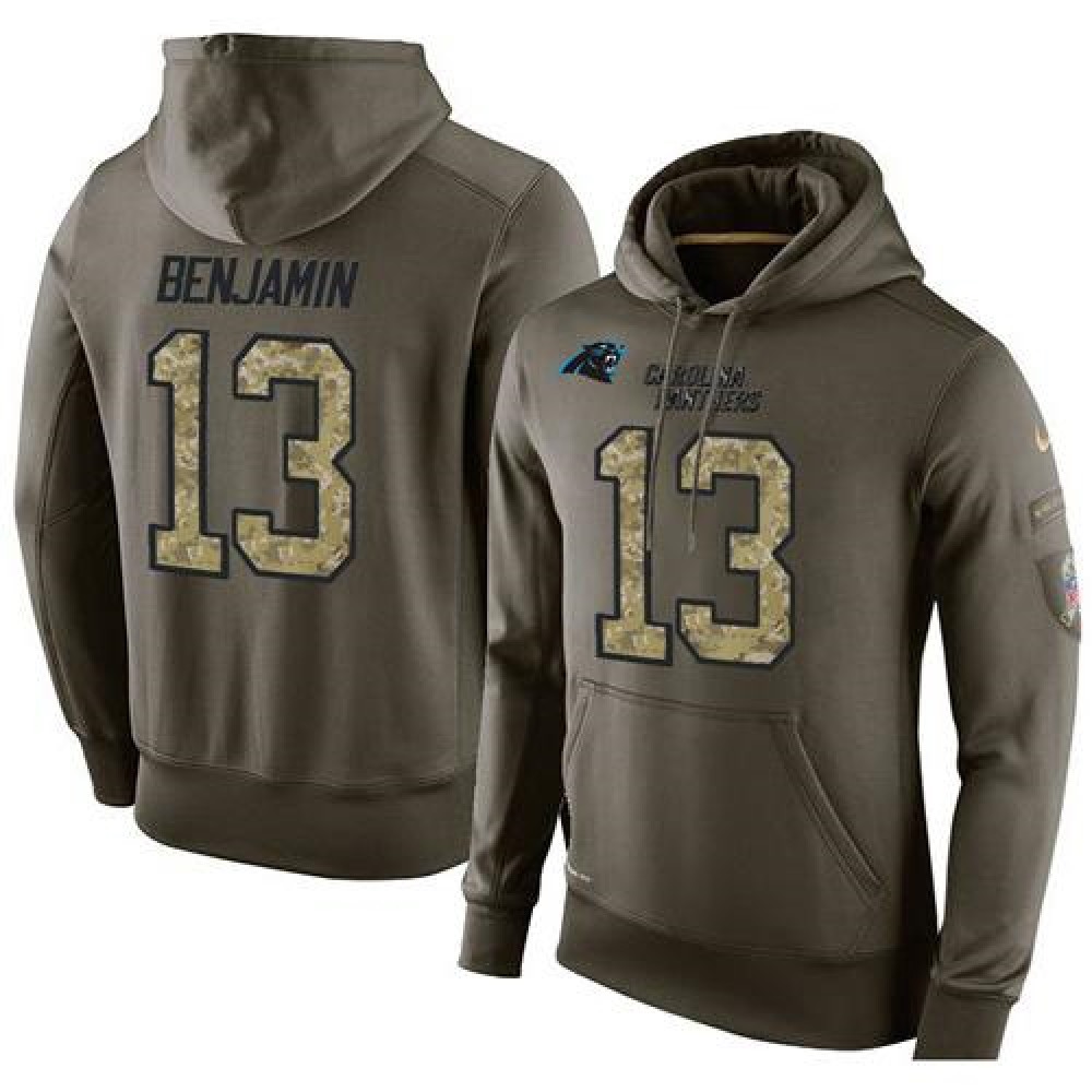 NFL Men's Carolina Panthers #13 Kelvin Benjamin Stitched Green Olive Salute To Service KO Performance Hoodie 1