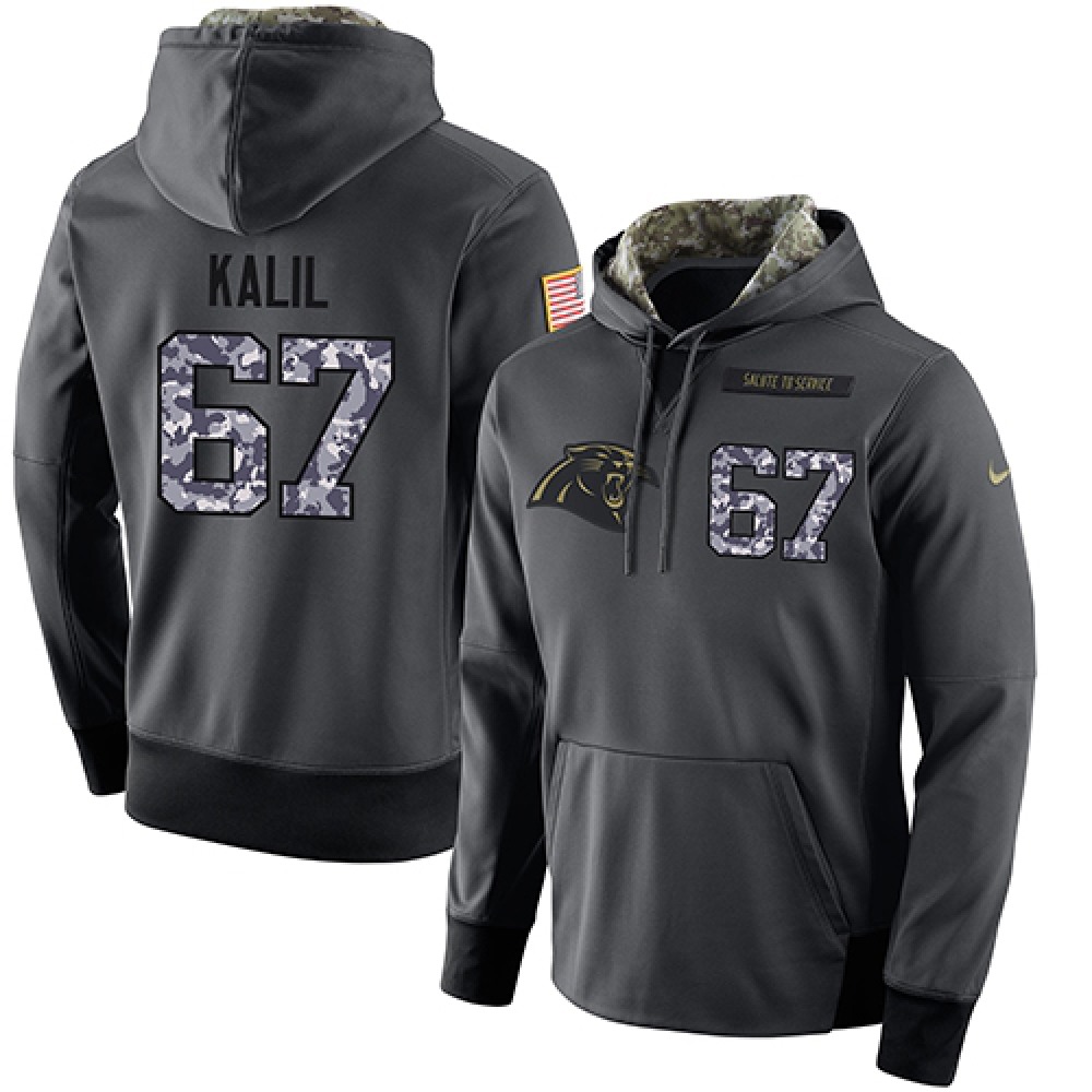 NFL Men's Carolina Panthers #67 Ryan Kalil Stitched Black Anthracite Salute to Service Player Performance Hoodie 1