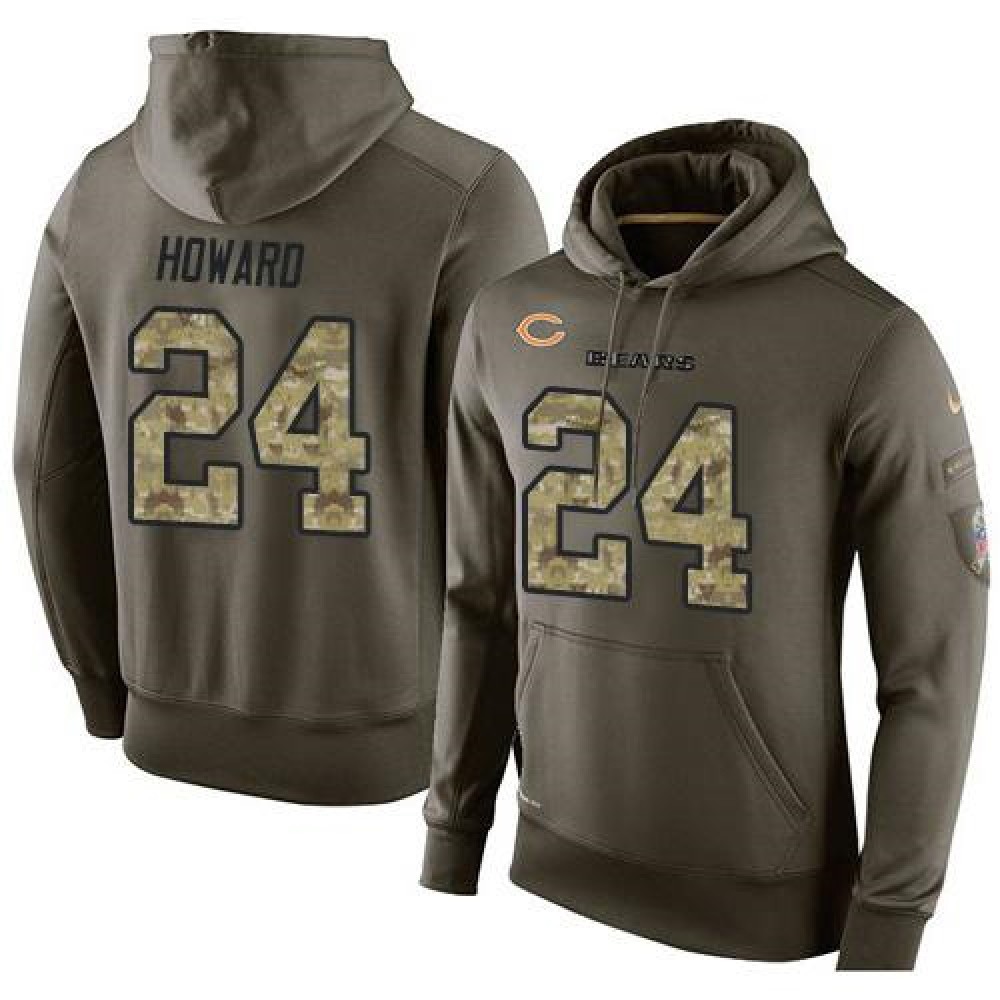 NFL Men's Chicago Bears #24 Jordan Howard Stitched Green Olive Salute To Service KO Performance Hoodie 1