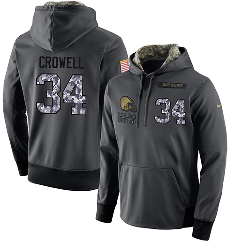 NFL Men's Cleveland Browns #34 Isaiah Crowell Stitched Black Anthracite Salute to Service Player Performance Hoodie 1
