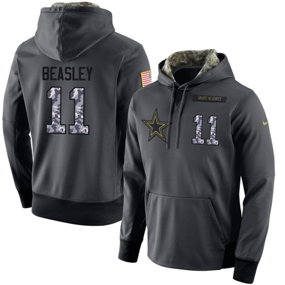 NFL Men's Dallas Cowboys #11 Cole Beasley Stitched Black Anthracite Salute to Service Player Performance Hoodie 1