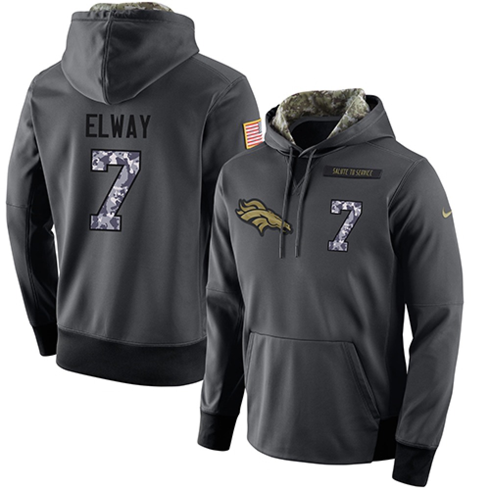 NFL Men's Denver Broncos #7 John Elway Stitched Black Anthracite Salute to Service Player Performance Hoodie 1