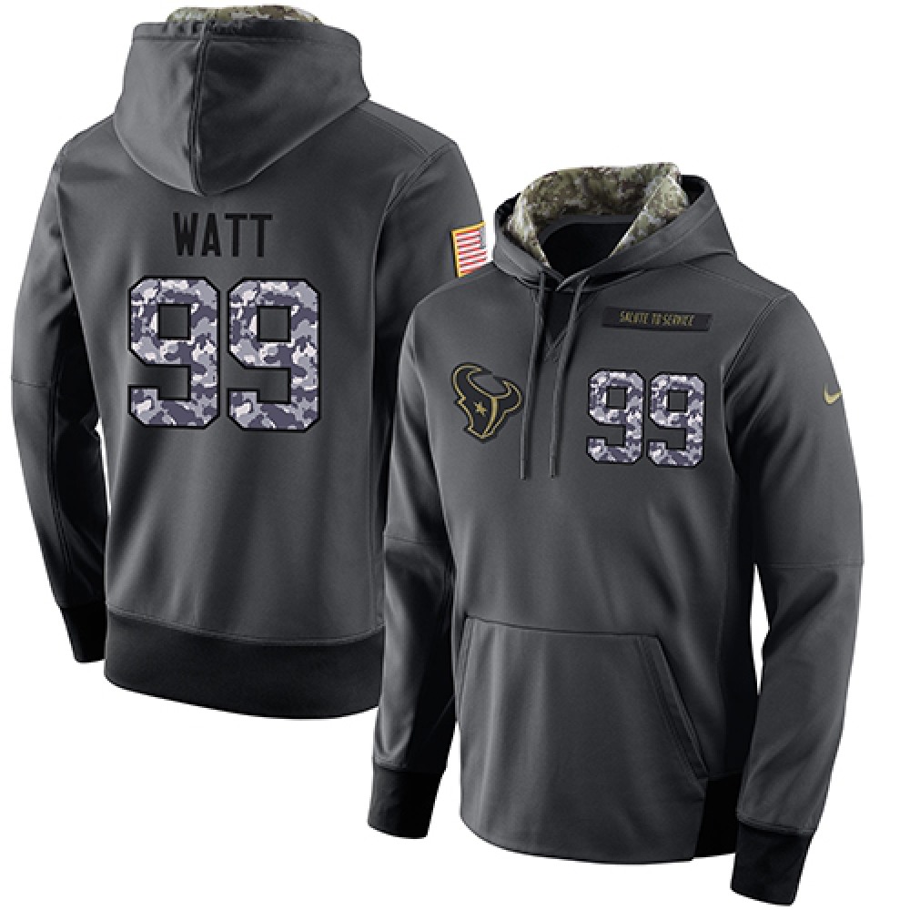 NFL Men's Houston Texans #99 J.J. Watt Stitched Black Anthracite Salute to Service Player Performance Hoodie 1