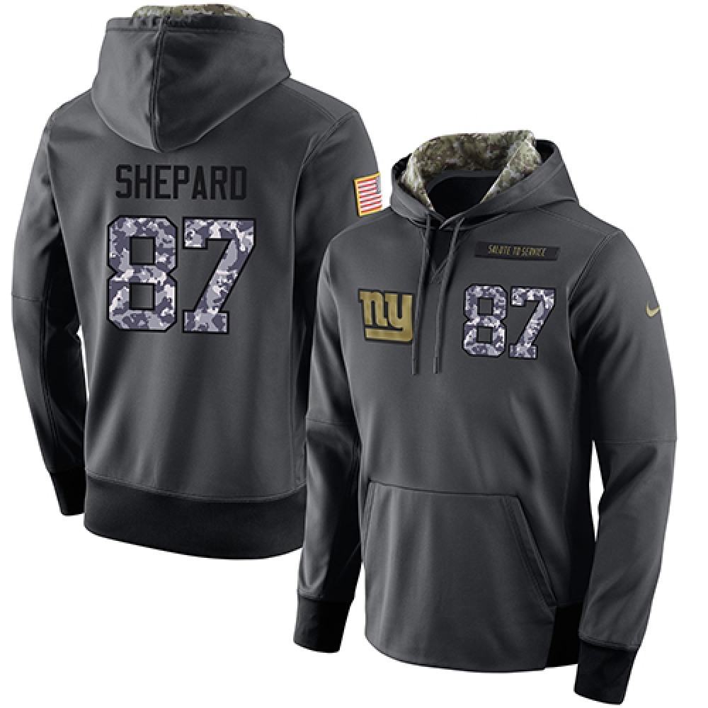 NFL Men's New York Giants #87 Sterling Shepard Stitched Black Anthracite Salute to Service Player Performance Hoodie 1