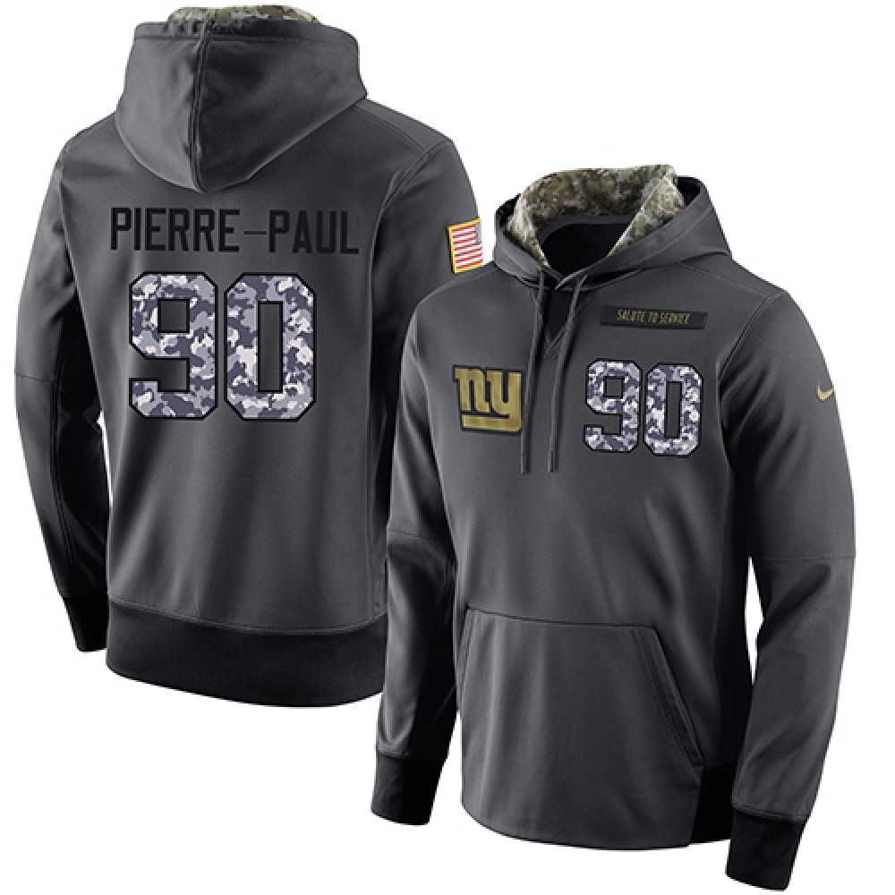 NFL Men's New York Giants #90 Jason Pierre-Paul Stitched Black Anthracite Salute to Service Player Performance Hoodie 1