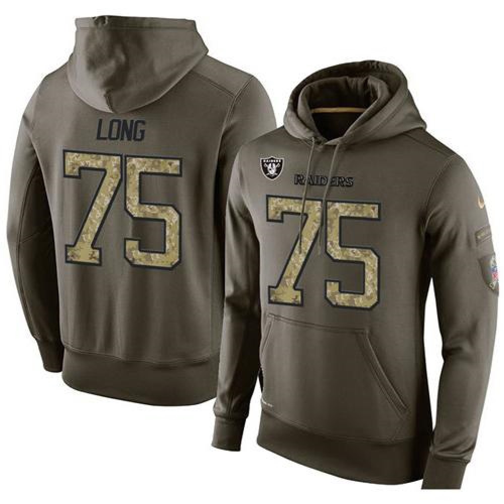 NFL Men's Oakland Raiders #75 Howie Long Stitched Green Olive Salute To Service KO Performance Hoodie 1