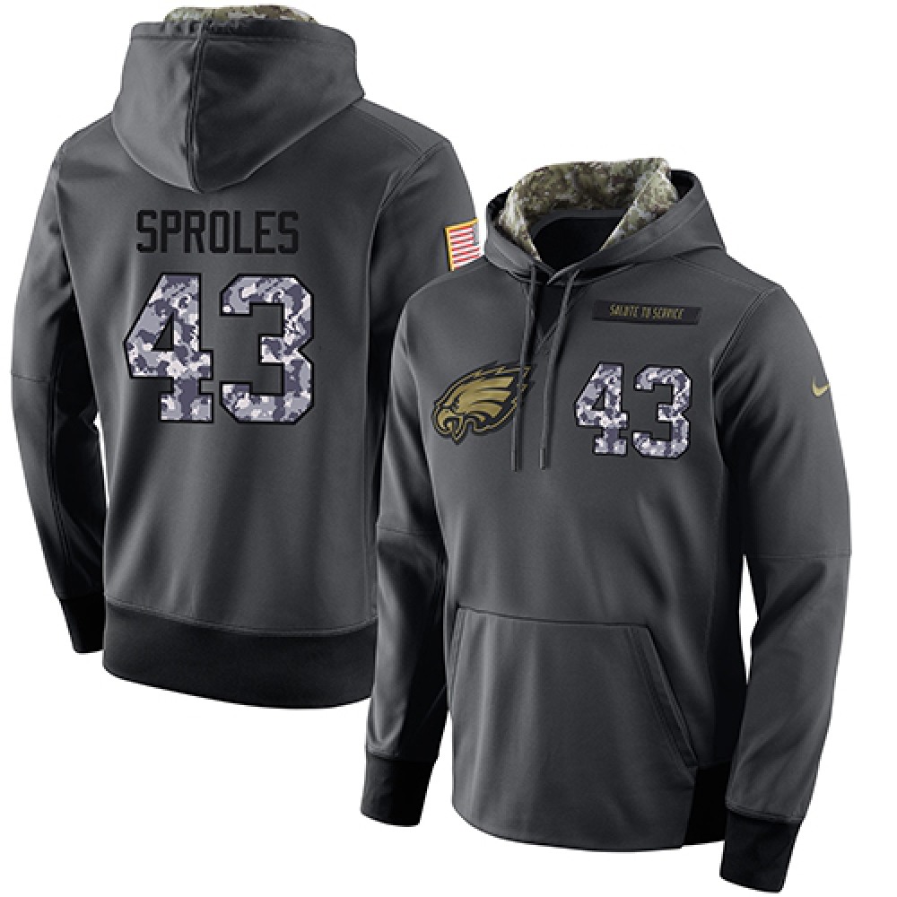 NFL Men's Philadelphia Eagles #43 Darren Sproles Stitched Black Anthracite Salute to Service Player Performance Hoodie 1