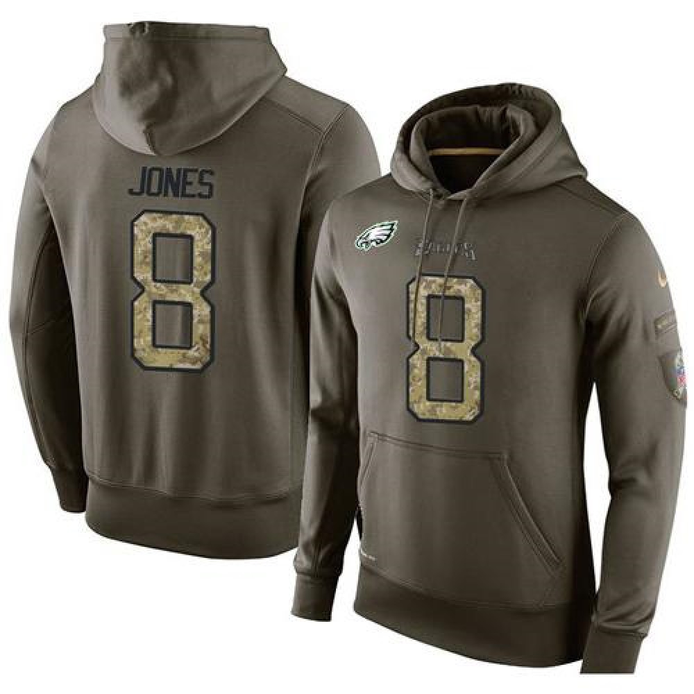 NFL Men's Philadelphia Eagles #8 Donnie Jones Stitched Green Olive Salute To Service KO Performance Hoodie 1
