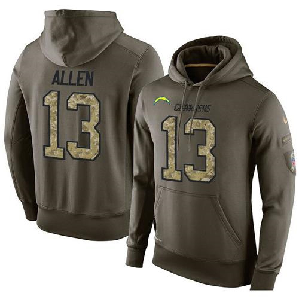 NFL Men's San Diego Chargers #13 Keenan Allen Stitched Green Olive Salute To Service KO Performance Hoodie 1