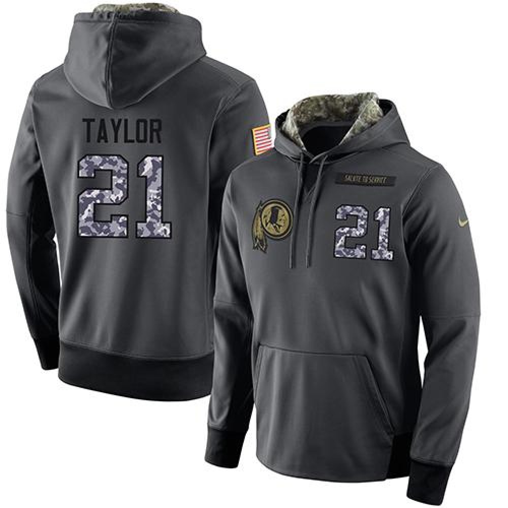 NFL Men's Washington Redskins #21 Sean Taylor Stitched Black Anthracite Salute to Service Player Performance Hoodie 1
