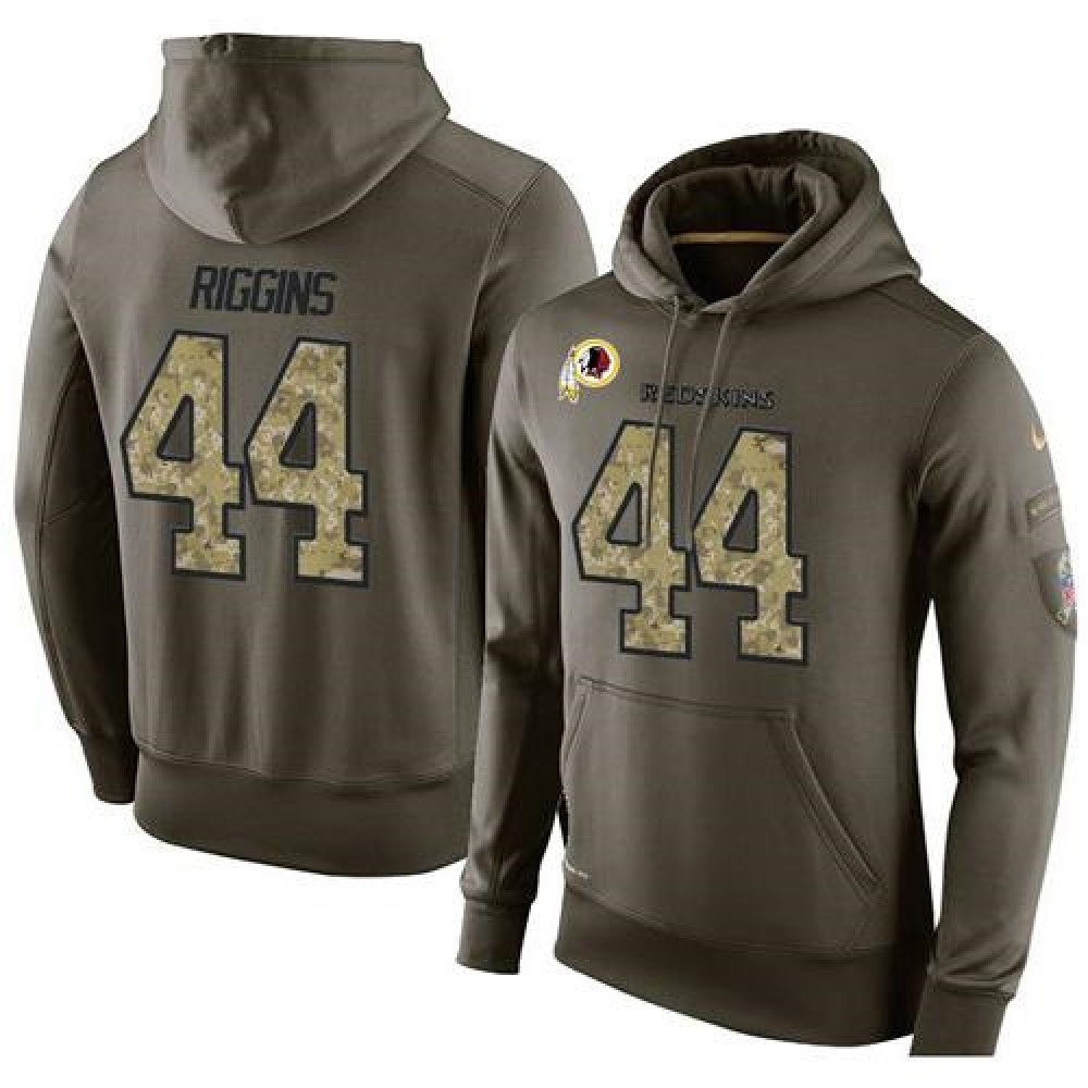 NFL Men's Washington Redskins #44 John Riggins Stitched Green Olive Salute To Service KO Performance Hoodie 1