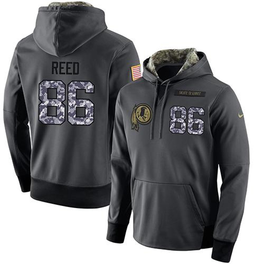 NFL Men's Washington Redskins #86 Jordan Reed Stitched Black Anthracite Salute to Service Player Performance Hoodie 1