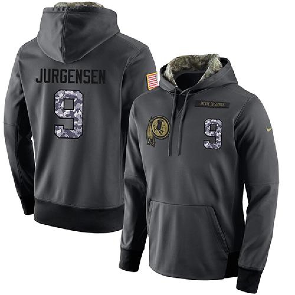 NFL Men's Washington Redskins #9 Sonny Jurgensen Stitched Black Anthracite Salute to Service Player Performance Hoodie 1