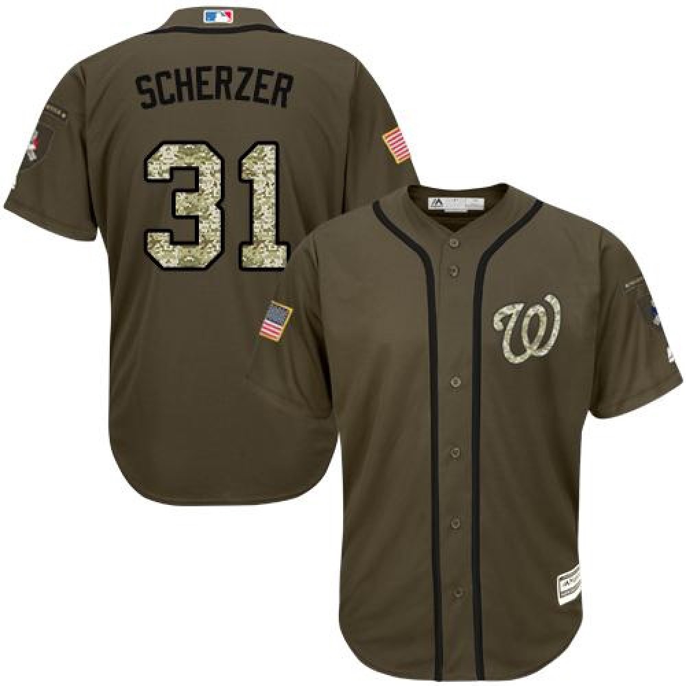 Nationals #31 Max Scherzer Green Salute to Service Stitched MLB Jersey 1