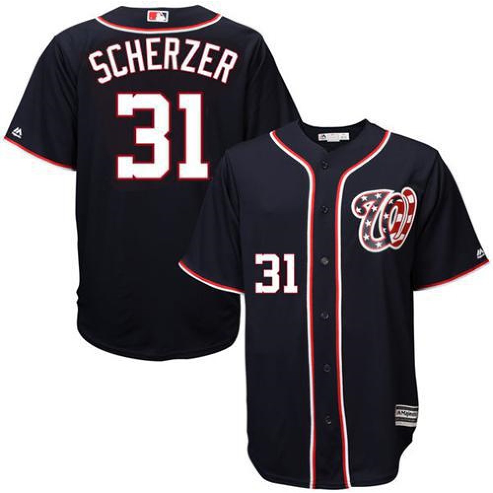 Nationals #31 Max Scherzer Navy Blue New Cool Base Stitched MLB Jersey 1
