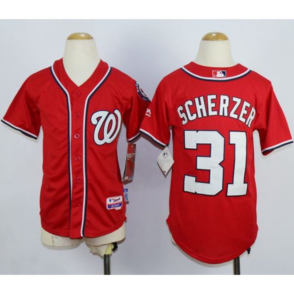 Nationals #31 Max Scherzer Red Cool Base Stitched Youth MLB Jersey 1