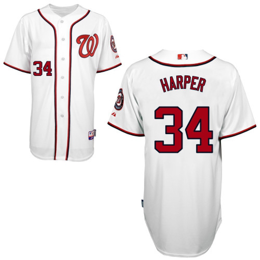 Nationals #34 Bryce Harper White Cool Base Stitched MLB Jersey 1