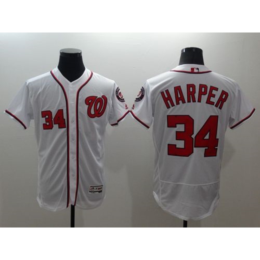 Nationals #34 Bryce Harper White Flexbase Authentic Collection Stitched MLB Jersey 1