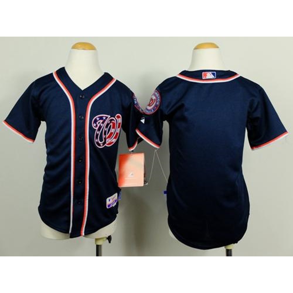 Nationals Blank Blue Cool Base Stitched Youth MLB Jersey 1