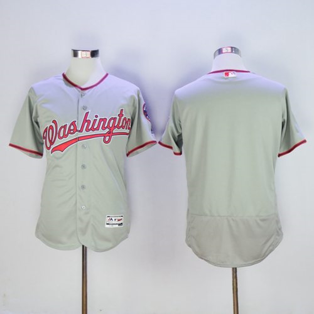 Nationals Blank Grey Flexbase Authentic Collection Stitched MLB Jersey 1