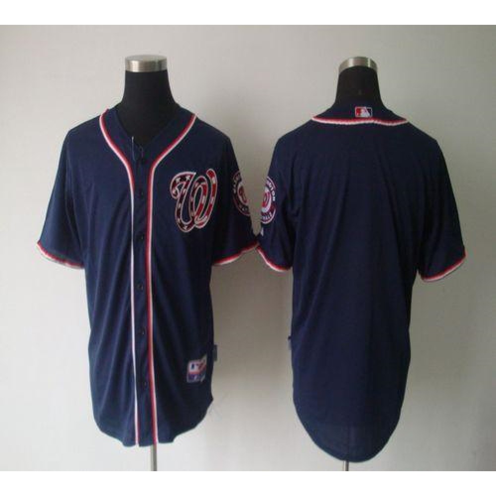 Nationals Blank Navy Blue Cool Base Stitched MLB Jersey 1