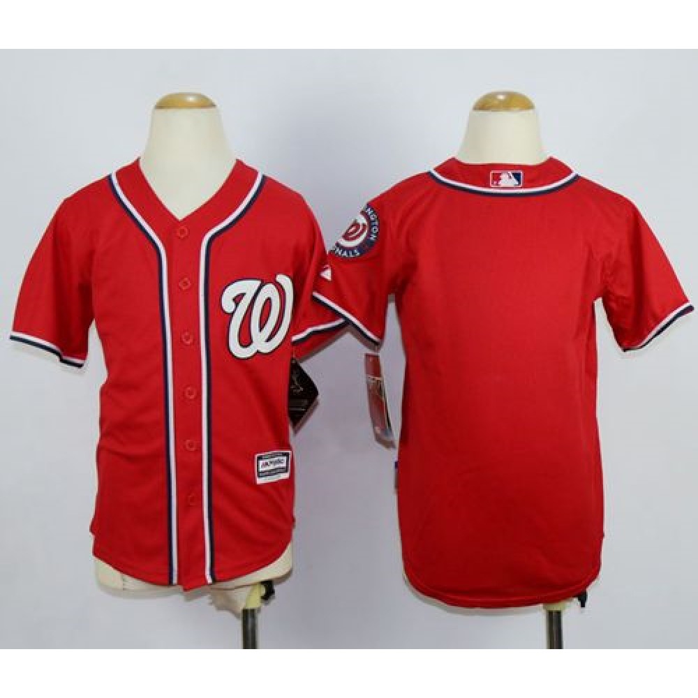 Nationals Blank Red Cool Base Stitched Youth MLB Jersey 1