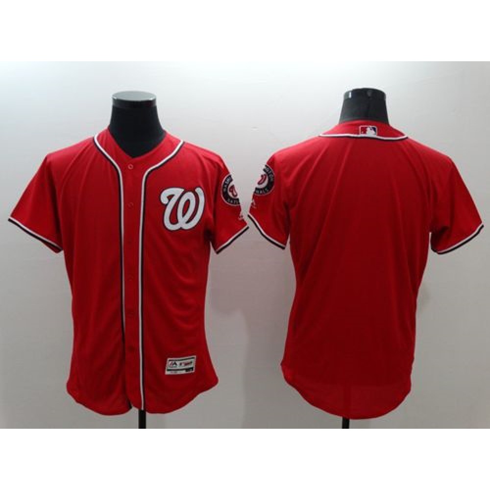 Nationals Blank Red Flexbase Authentic Collection Stitched MLB Jersey 1