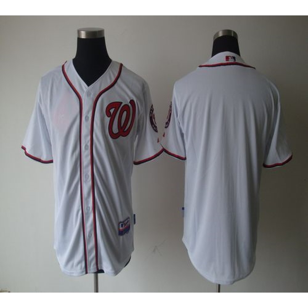 Nationals Blank White Cool Base Stitched MLB Jersey 1