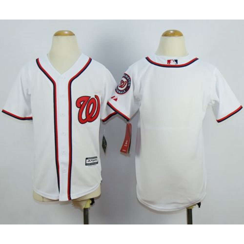 Nationals Blank White Cool Base Stitched Youth MLB Jersey 1