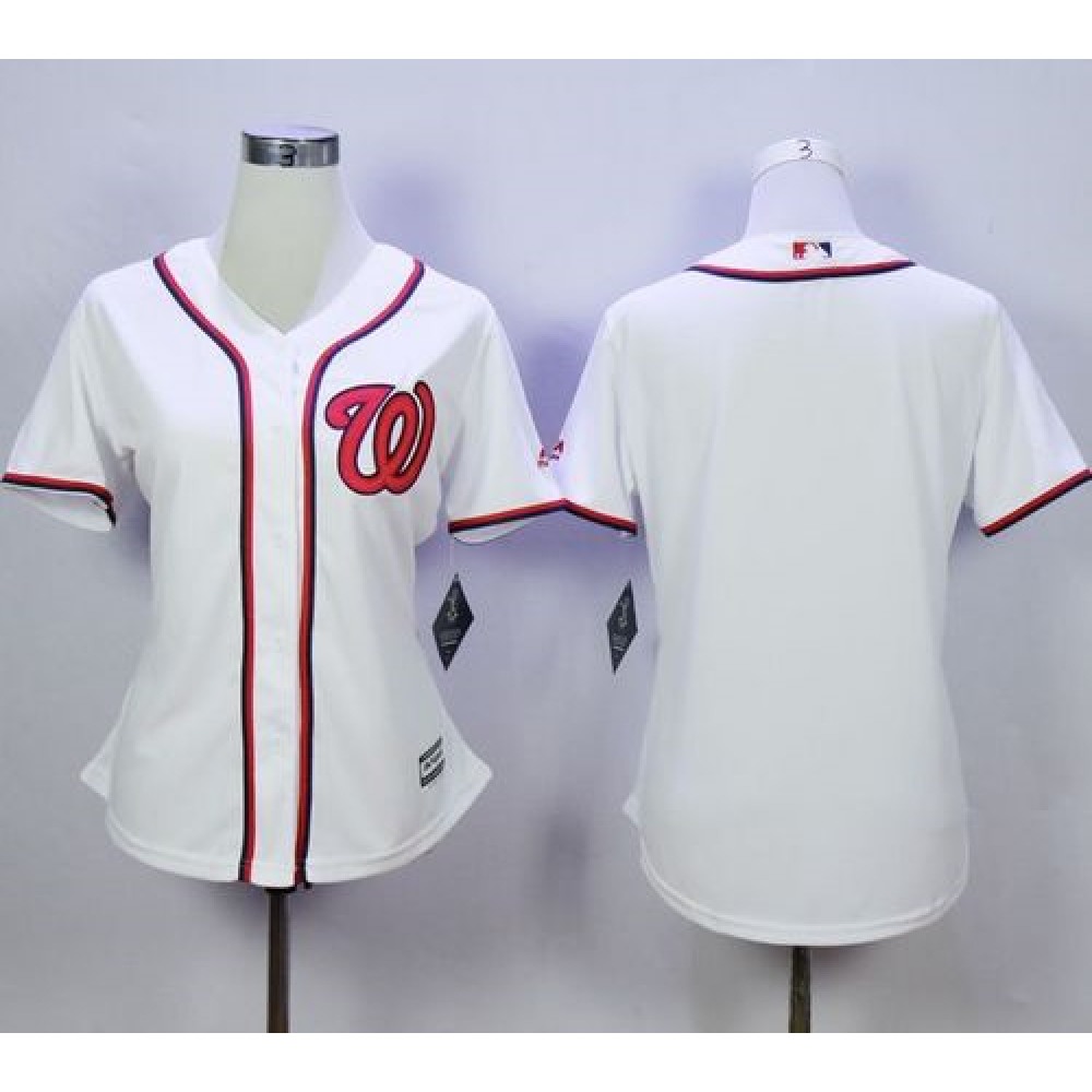 Nationals Blank White Women's Fashion Stitched MLB Jersey 1