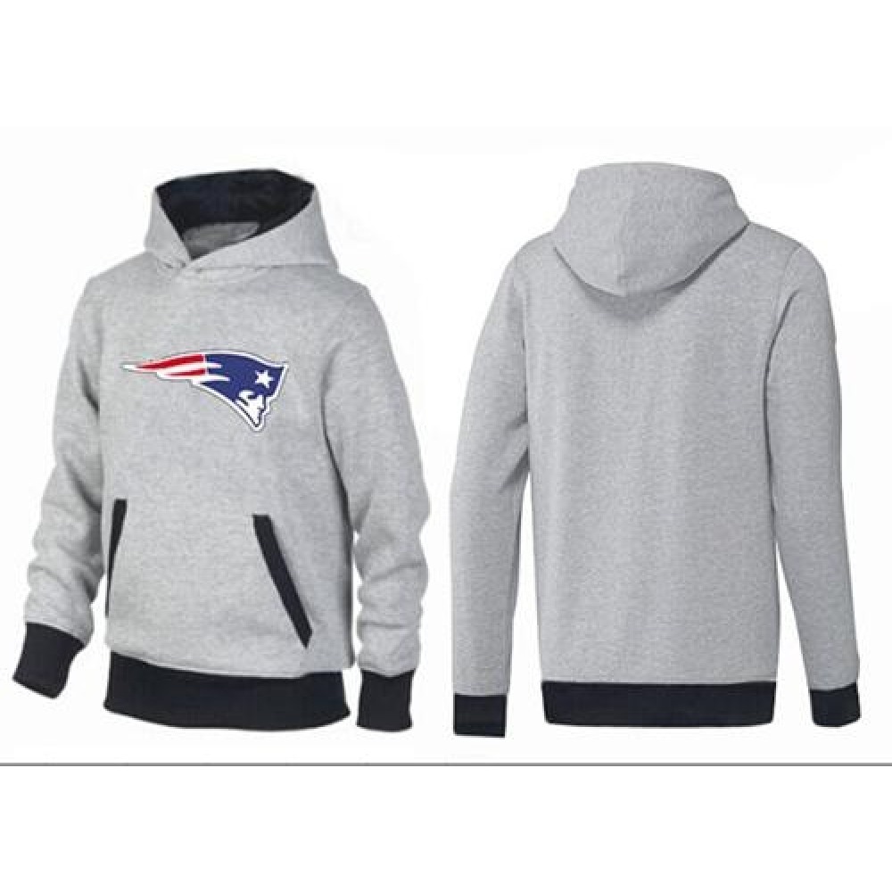 New England Patriots Logo Pullover Hoodie Grey & Black 1