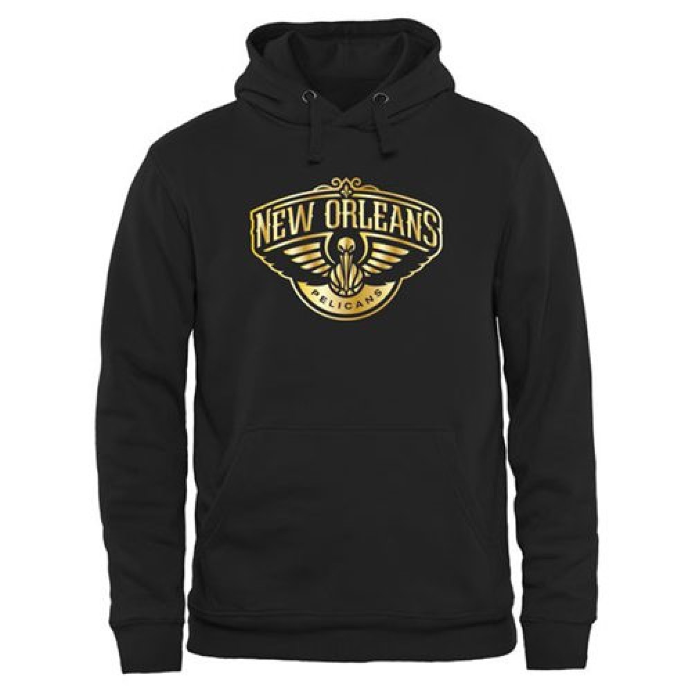 New Orleans Pelicans Gold Collection Pullover Hoodie Black 1