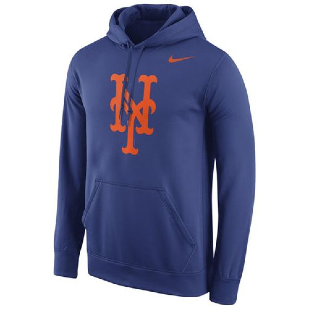 New York Mets Logo Performance Pullover Royal MLB Hoodie 1