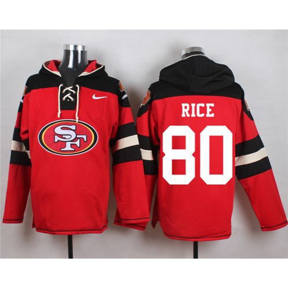 49ers #80 Jerry Rice Red Player Pullover NFL Hoodie 1