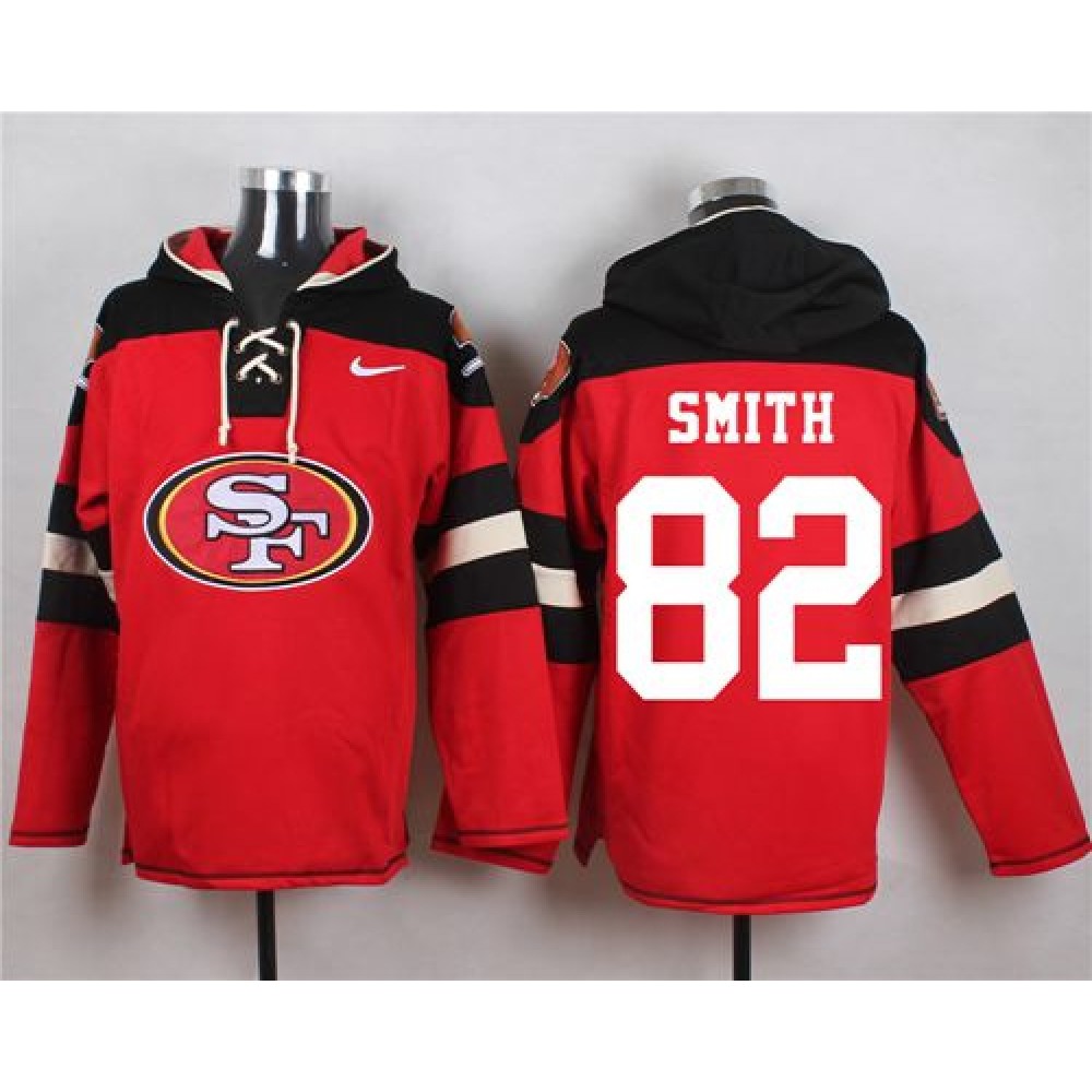 49ers #82 Torrey Smith Red Player Pullover NFL Hoodie 1