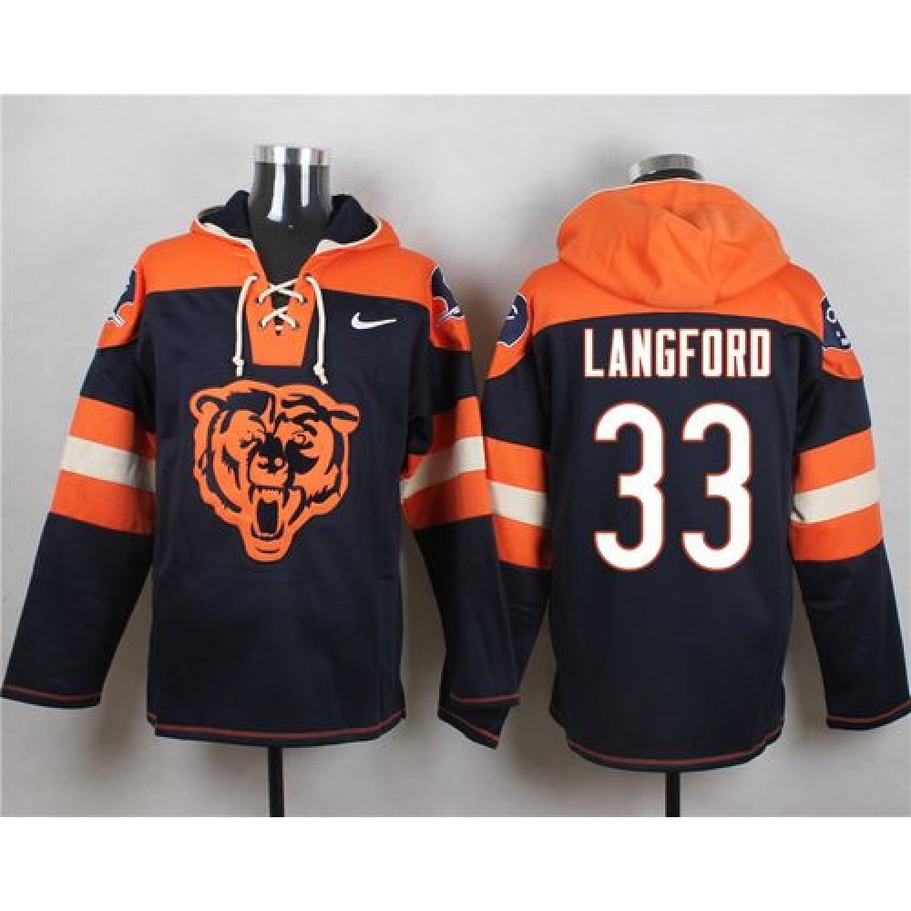 Bears #33 Jeremy Langford Navy Blue Player Pullover NFL Hoodie 1