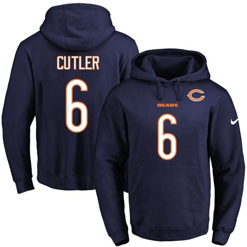 Bears #6 Jay Cutler Navy Blue Name & Number Pullover NFL Hoodie 1
