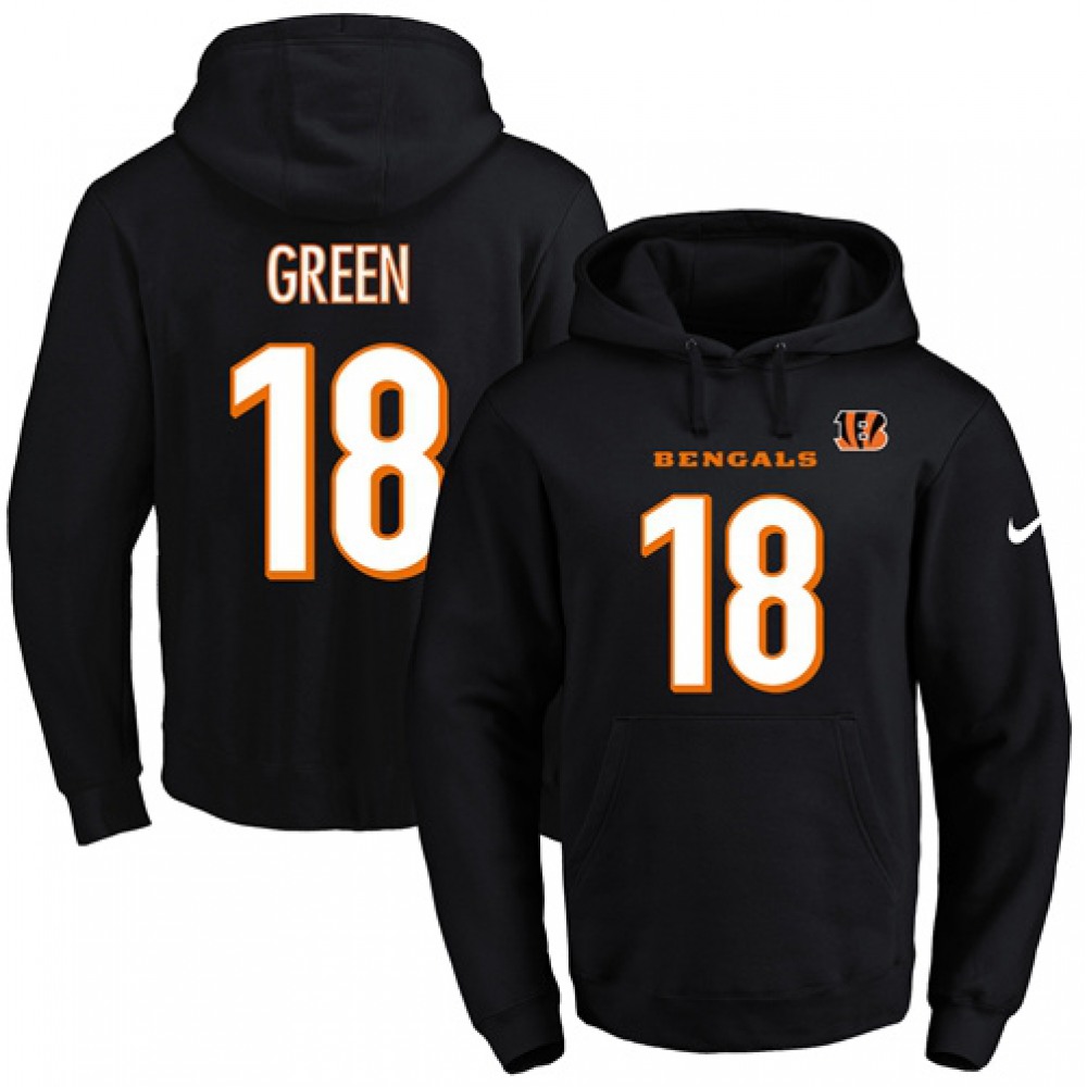 Bengals #18 A.J. Green Black Name & Number Pullover NFL Hoodie 1