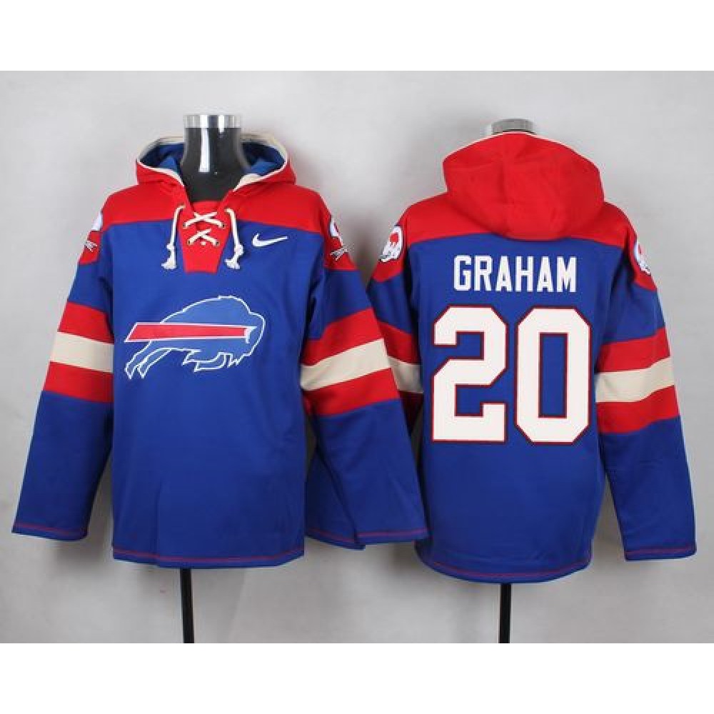 Bills #20 Corey Graham Royal Blue Player Pullover NFL Hoodie 1