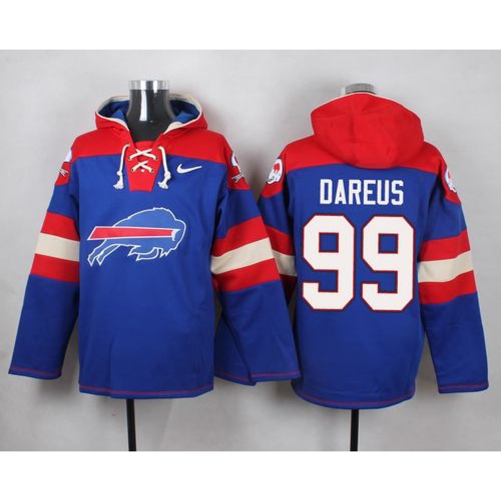 Bills #99 Marcell Dareus Royal Blue Player Pullover NFL Hoodie 1