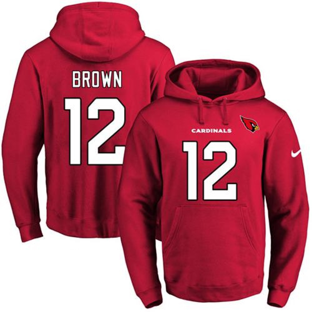 Cardinals #12 John Brown Red Name & Number Pullover NFL Hoodie 1