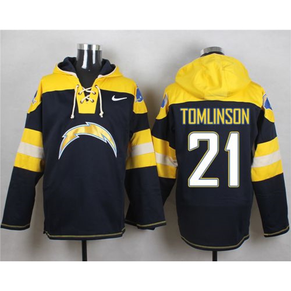 Chargers #21 LaDainian Tomlinson Navy Blue Player Pullover NFL Hoodie 1