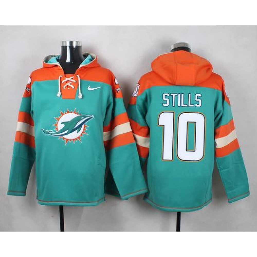 Dolphins #10 Kenny Stills Aqua Green Player Pullover NFL Hoodie 1