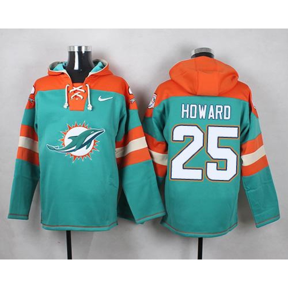 Dolphins #25 Xavien Howard Aqua Green Player Pullover NFL Hoodie 1