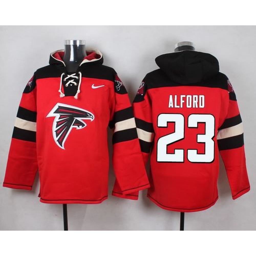 Falcons #23 Robert Alford Red Player Pullover NFL Hoodie 1