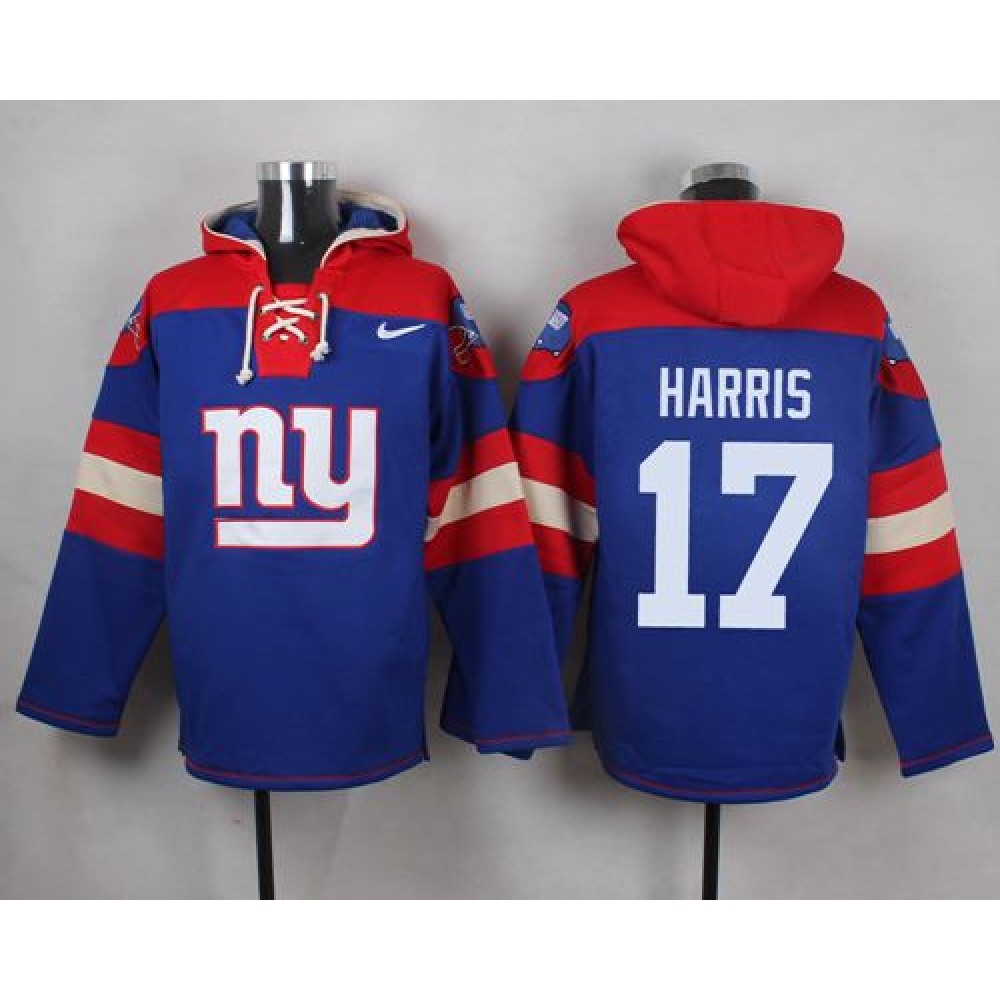 Giants #17 Dwayne Harris Royal Blue Player Pullover NFL Hoodie 1